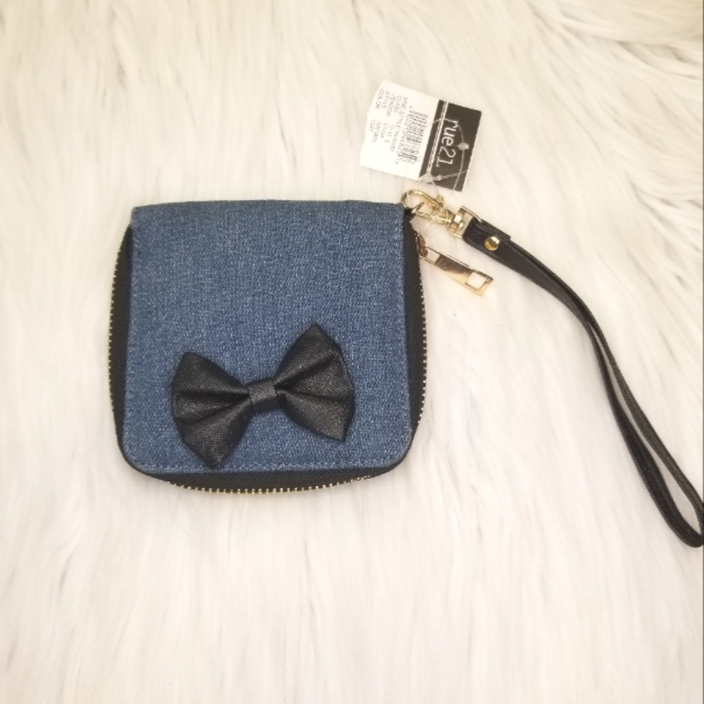 Rue21 Denim Bow Wristlet